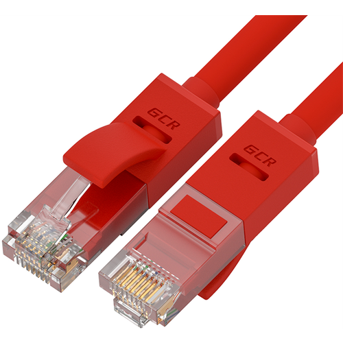 GCR Патч-корд прямой 1.0m UTP кат.5e, красный, позолоченные контакты, 24 AWG, литой, GCR-LNC04-1.0m, ethernet high speed 1 Гбит/с, RJ45, T568B (GCR-LNC04-1.0m)