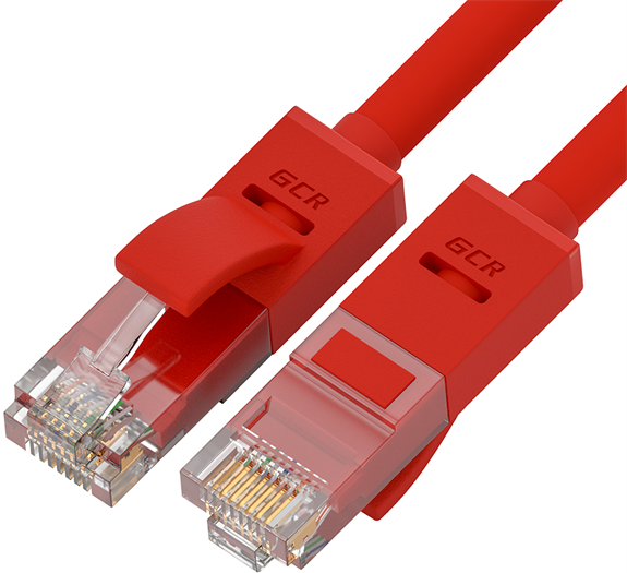 GCR Патч-корд прямой 20.0m UTP кат.5e, красный, позолоченные контакты, 24 AWG, литой, GCR-LNC04-20.0m, ethernet high speed 1 Гбит/с, RJ45, T568B (GCR-LNC04-20.0m)