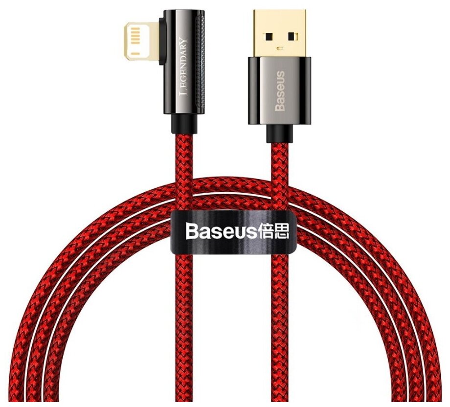 Кабель Baseus Legend Series Elbow Fast Charging Data Cable USB to Lightning 2.4A 1m Red (CACS000009)