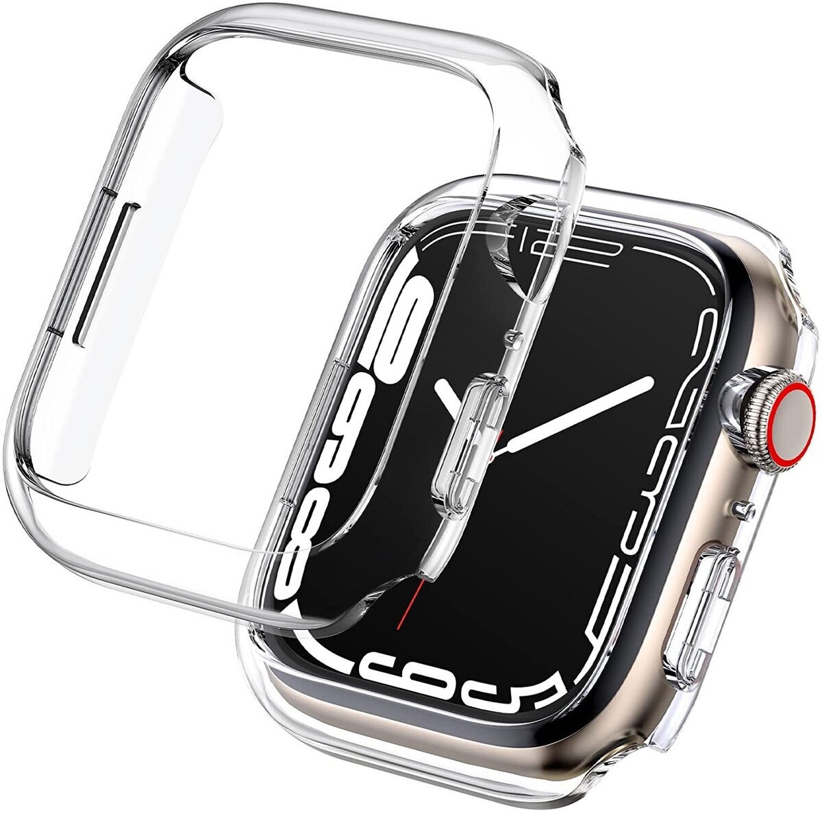 Силиконовый защитный чехол кейс Apple Watch Series 7 8 Эпл Вотч 45 мм для экрана дисплея и корпуса противоударный бампер мягкий прозрачный
