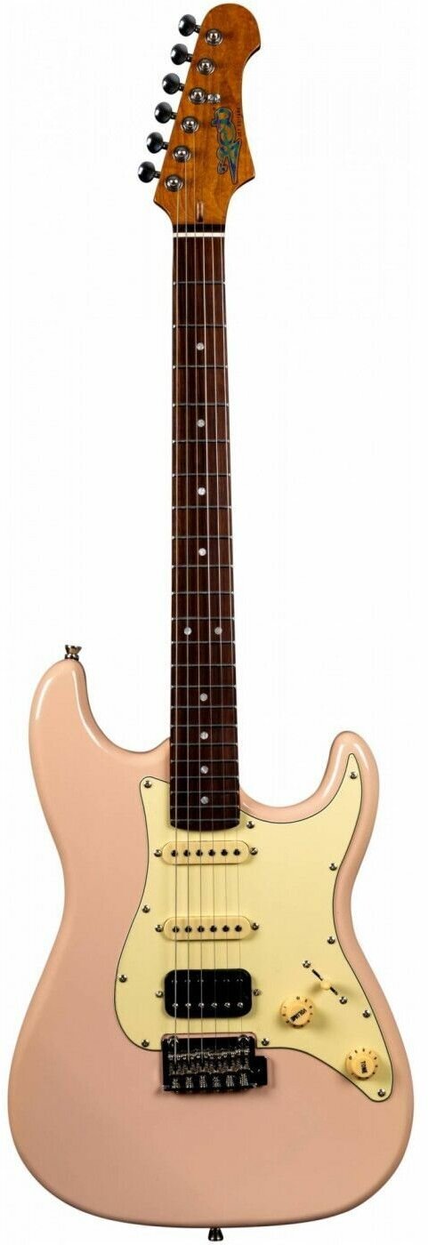 Электрогитара Stratocaster(H-S-S) с машинкой тремоло, Shell pink, JET