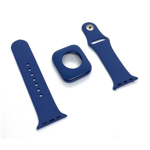 фото Комплект: силиконовый ремешок + силиконовый чехол для apple watch 40 мм, синий pro-i-shop