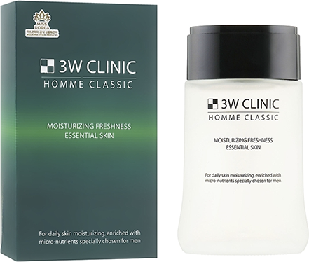 Тонер для мужской кожи лица увлажняющий [3W Clinic] Homme Classic Moisturizing Freshness Essential Skin