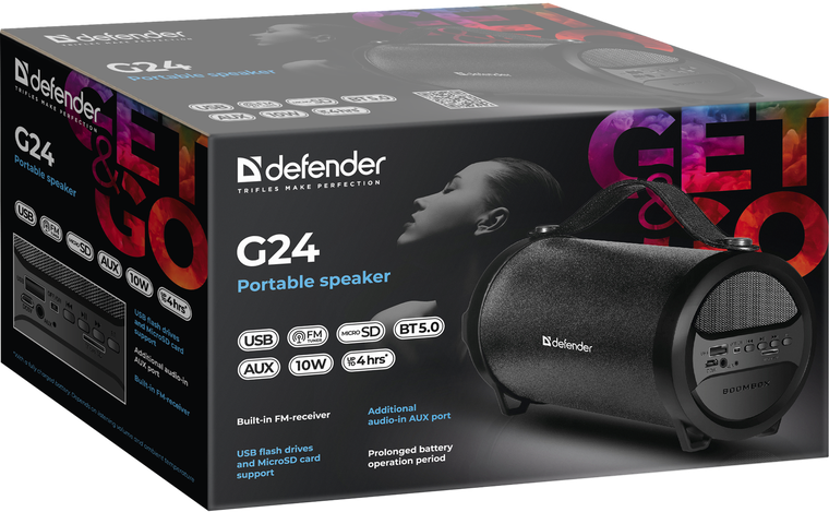 Колонка портативная Defender G24, черный