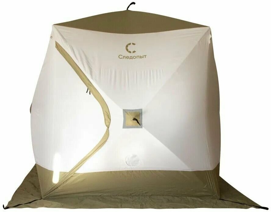 Палатка зимняя куб следопыт "Premium" 1,8х1,8 м, 3-х местная, 3 слоя, цв. белый/олива - фотография № 20