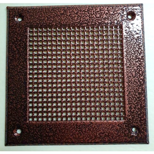 Вентиляционная решетка металлическая 150х150мм, тип перфорации мелкий квадрат (Qg 3-5), антик медный вентиляционная решетка металлическая 210х210мм тип перфорации мелкий квадрат qg 3 5 цвет антик бронза