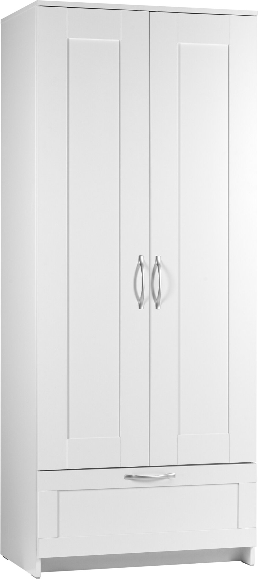 Шкаф для одежды, 78х190 см, двухстворчатый с выдвижным ящиком, белый - фотография № 6