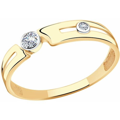 Кольцо Diamant online, золото, 585 проба, циркон, размер 18.5