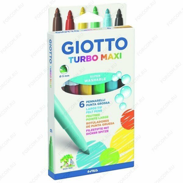 Фломастеры Giotto Turbo Maxi утолщенные, набор 6 цветов (Giotto 453000)