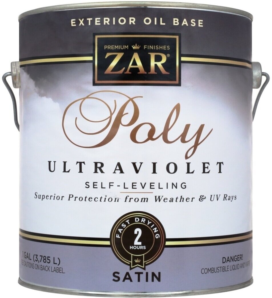 Полиуретановый лак для наружных работ ZAR Exterior Oil Base Poly Ultraviolet 3,78 л Полуматовый 34113