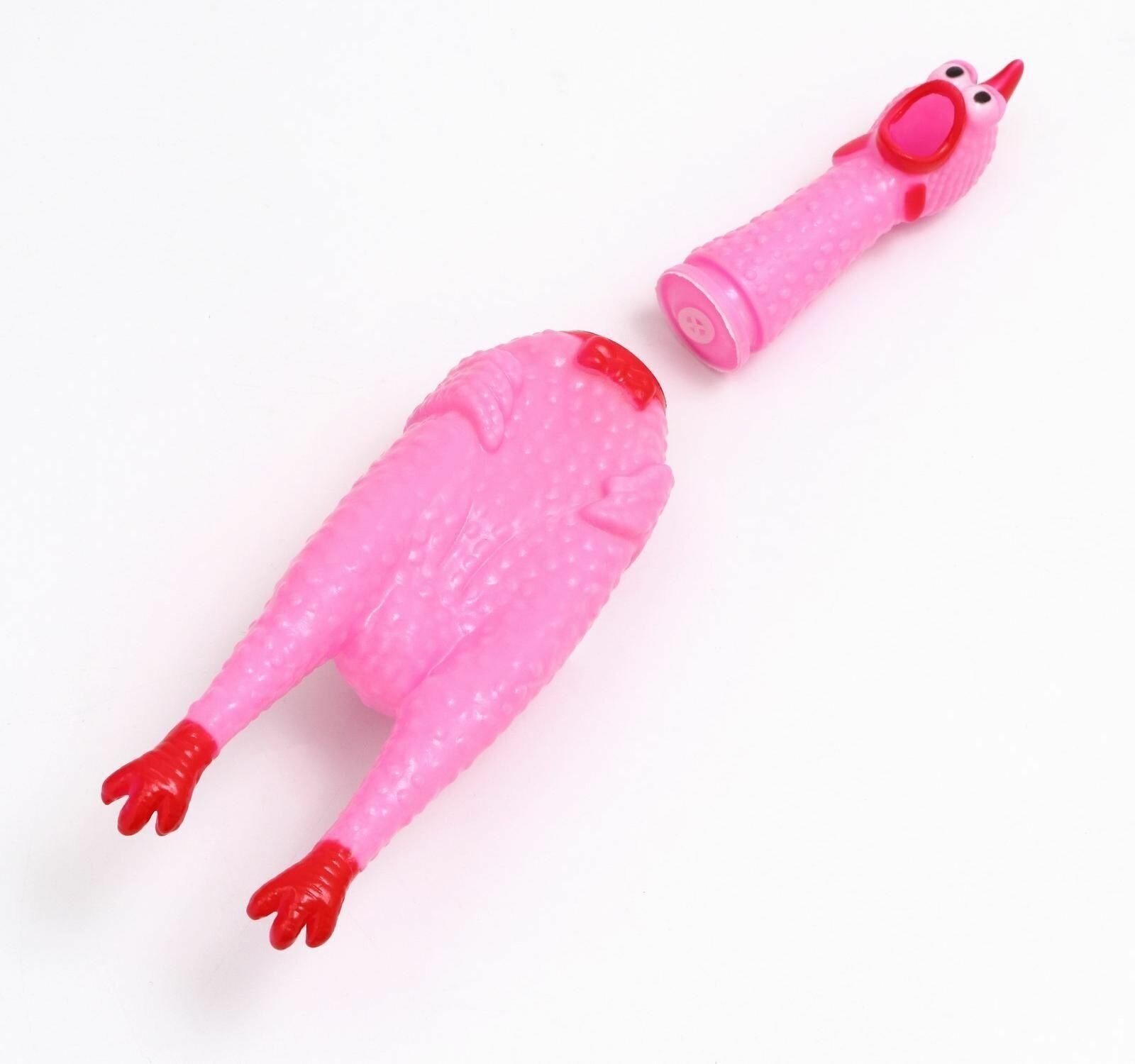 Игрушка пищащая "Задумчивая курица" для собак, 28 см, розовая - фотография № 4