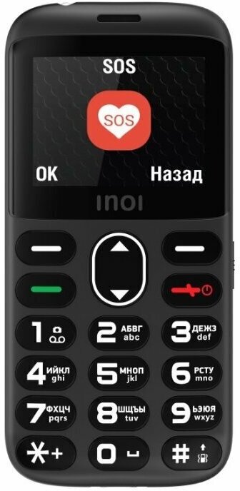 Сотовый телефон INOI 118B черный (2",176х220,1400mAh,32MB,0.08Мп,2Sim, BT)