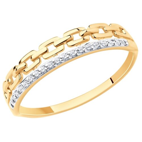 кольцо из золота с фианитами 018674 19 Кольцо SOKOLOV, красное золото, 585 проба, фианит, размер 18.5