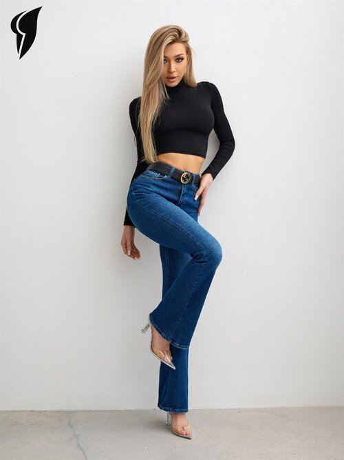 Джинсы клеш Bona Fashion: Flare Jeans, синий, XS