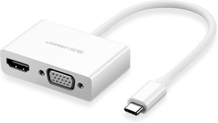 Адаптер UGREEN MM123 (30843) USB Type C to HDMI + VGA Converter. Цвет: белый