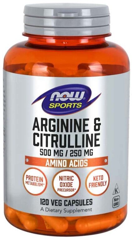 Arginine 500 mg / Citrulline 250 mg NOW (120 вег кап)