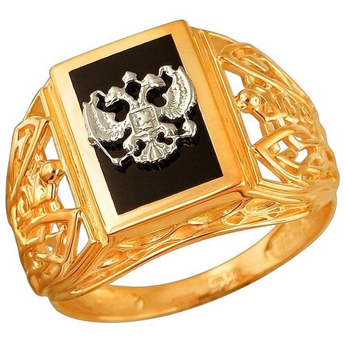 фото Эстет кольцо с 1 ониксом из комбинированного золота 01т4611718-1, размер 19