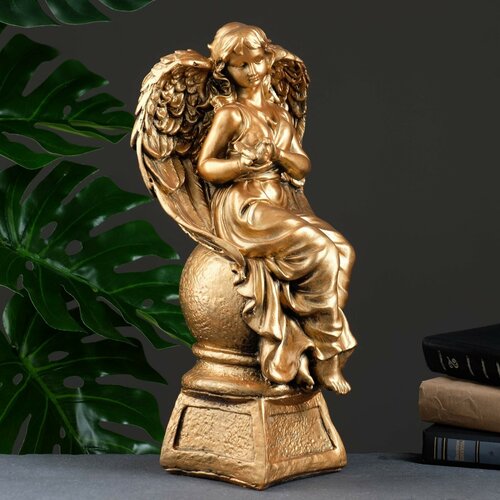 Фигура Ангел девушка с птицей бронза 19х19х43см