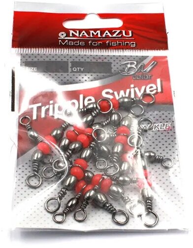 Namazu Вертлюг тройной "Tripple Swivel №3x5" (Цвет BN), латунь, тест 32 кг, 10 шт. N-FT-TS3