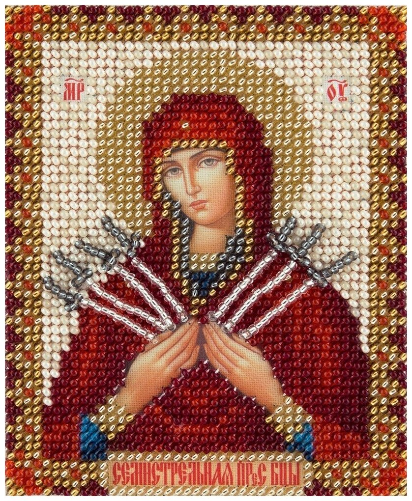 PANNA Набор для вышивания бисером Икона Божией Матери Семистрельная 8.5 х 11 см (CM-1822)