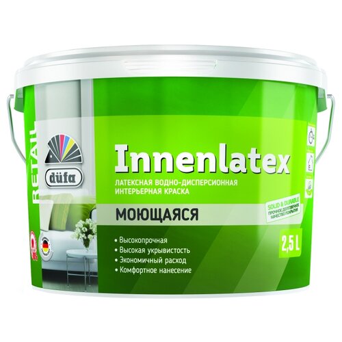 Краска латексная Dufa Retail Innenlatex матовая белый 2.5 л dufa retail вд краска superweiss plus база 1 10л мп00 004745