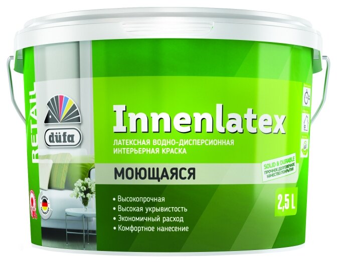 Краска латексная интерьерная, моющаяся Dufa Retail Innenlatex матовая (2,5л)