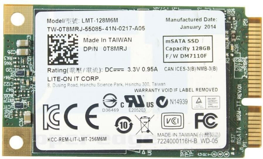 Жесткие диски Dell Жесткий диск Dell 128GB 6G MSATA SSD 0T8MRJ