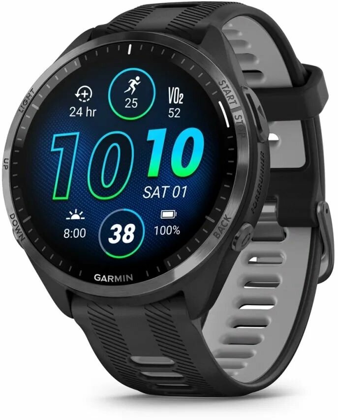 Умные часы Garmin Forerunner 965 Carbon Grey DLC (010-02809-10) титановый безель, с черным ремешком, Европа (Русский язык)