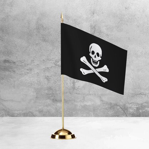 Настольный Пиратский флаг на пластиковой подставке под золото настольный пиратский флаг на пластиковой черной подставке