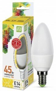 Лампа светодиодная LED-СВЕЧА-standard 5Вт 230В Е14 3000К 450Лм ASD 10 шт/уп