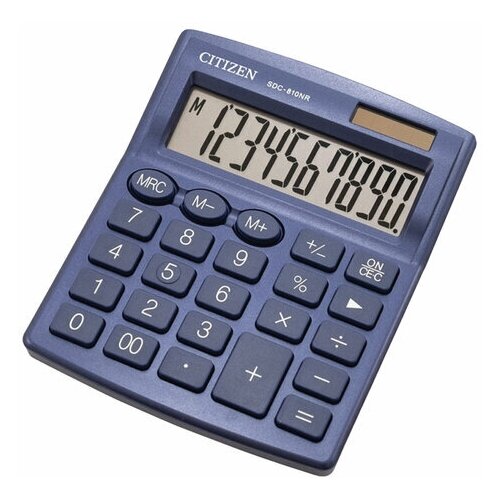 Калькулятор настольный CITIZEN SDC-810NRNVE КОМПАКТНЫЙ (124х102 мм) 10 разрядов двойное питание ТЕМНО-СИНИЙ 1 шт.