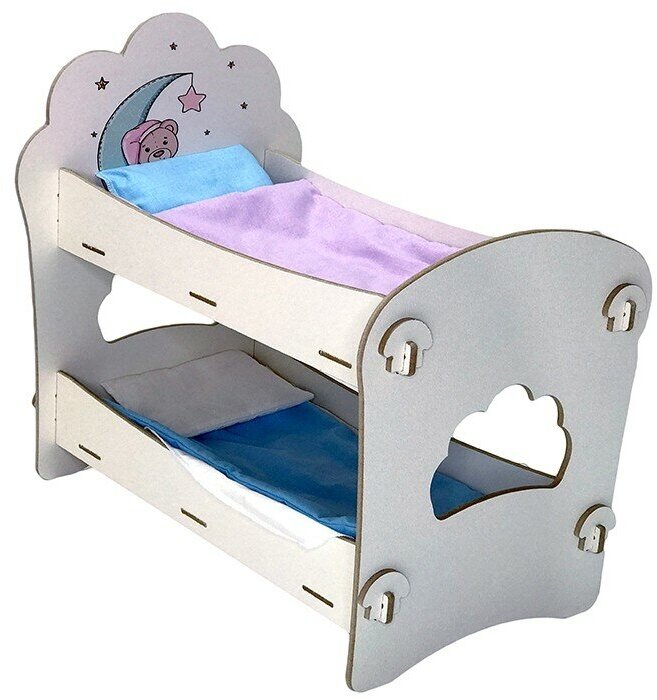 Кроватка для куклы Слоня и Моня.2 яруса+постельное белье 21НМ65 распродажа