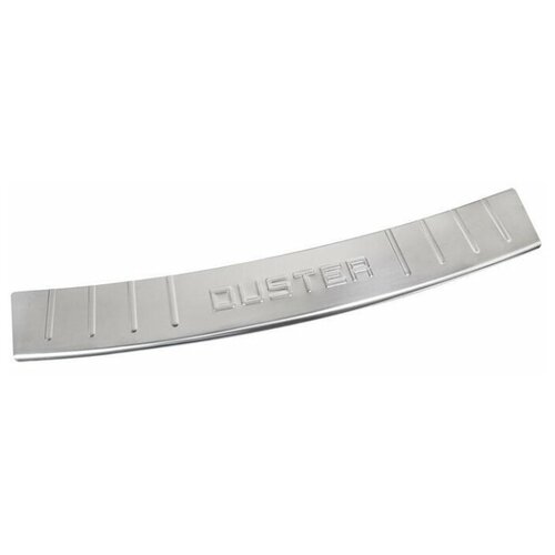 фото Накладка на задний бампер dollex nbi-025, renault duster i (2010-2021), штамп 'duster' (нерж. сталь)