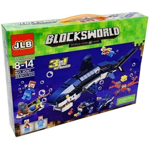 Конструктор Гигантская Акула Майнкрафт Blocks World/ Minecraft BlocksWorld 3в1 351 деталь конструктор корабль у пристани причал 3 в 1 348 деталей minecraft blocksworld jlb
