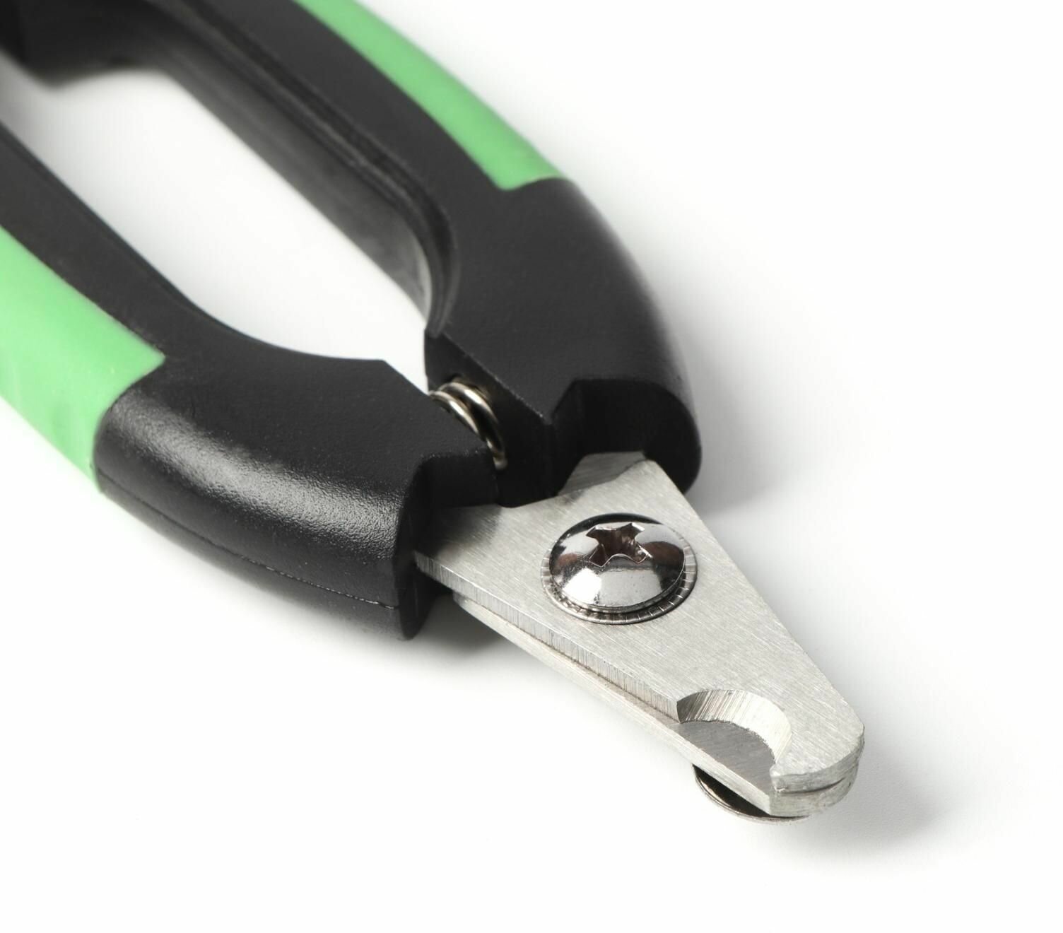 Когтерез боковой малый с закругленными резиновыми ручками, отверстие 8 мм, чёрный с зелёным - фотография № 2