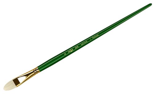 Кисть ГАММА Пейзаж щетина №8, плоско-овальная, длинная ручка №8, 1 шт., зеленый
