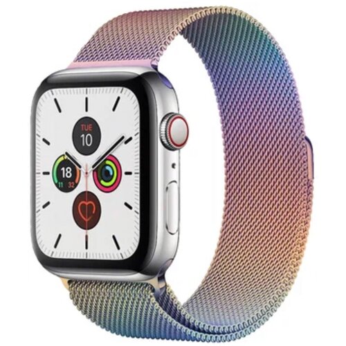 Ремешок миланская петля для Apple Watch 42-44-45 mm, Series 1-7, SE / Металлический браслет (milanese loop) для смарт часов Эпл Вотч, Перламутровый