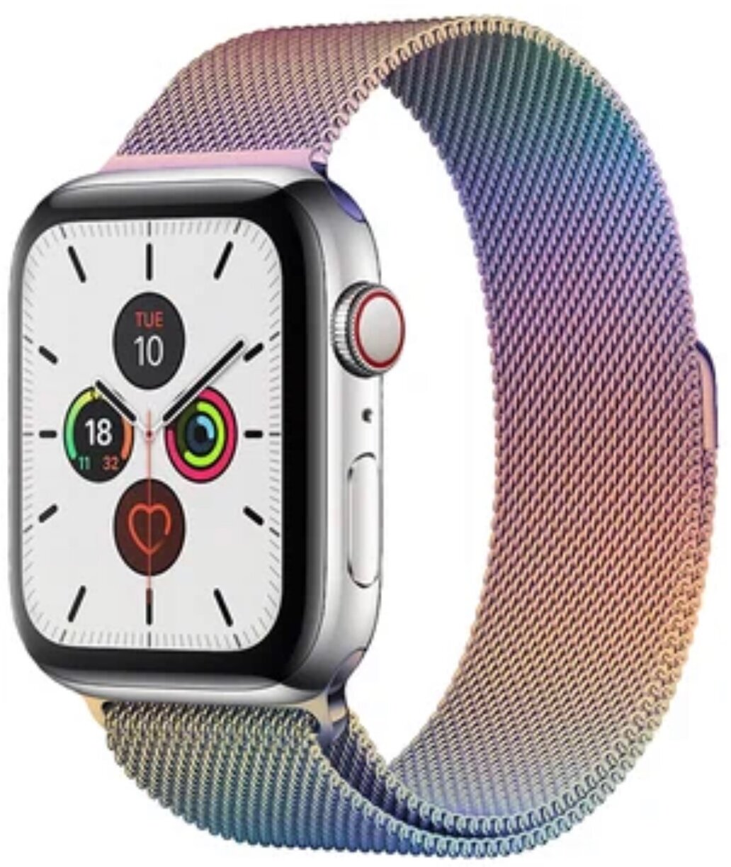 Ремешок миланская петля для Apple Watch 42-44-45 mm Series 1-7 SE / Металлический браслет (milanese loop) для смарт часов Эпл Вотч Перламутровый