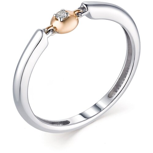 фото Алькор кольцо с 1 бриллиантом из серебра и золота 01-1601-000б-00, размер 17