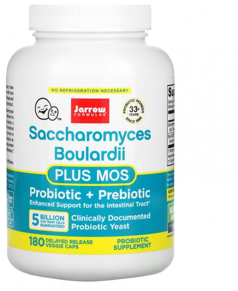 Капсулы Jarrow Formulas Saccharomyces Boulardii plus MOS, 240 г, 5 млрд КОЕ, 180 шт.