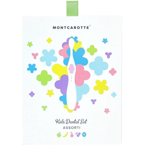 набор средств для ухода за полостью рта montcarotte подарочный набор детской косметики для зубов ягодка вишня Montcarotte Детский подарочный набор для ухода за полостью рта, цвет зеленый 3х5мл