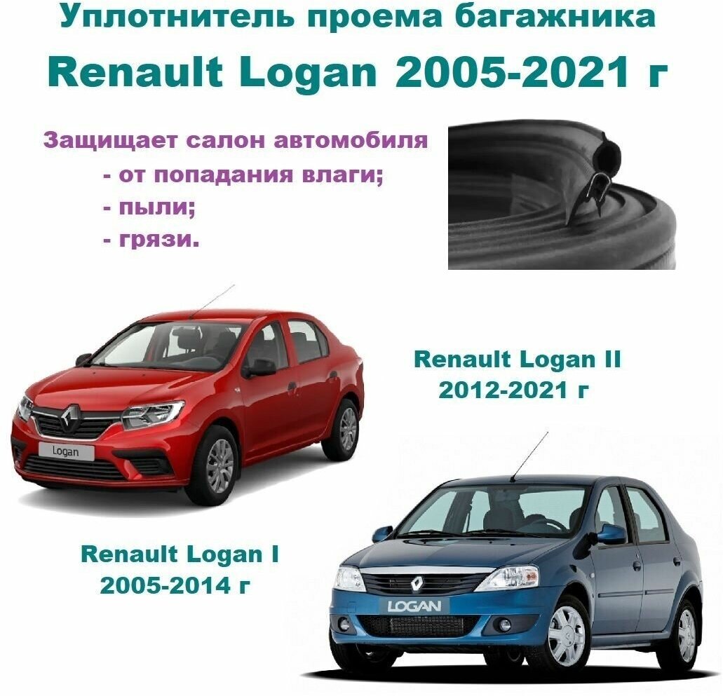 Уплотнитель проема двери задка Renault Logan I II 2005-2021 г / резинка крышки багажника Рено Логан 1 2