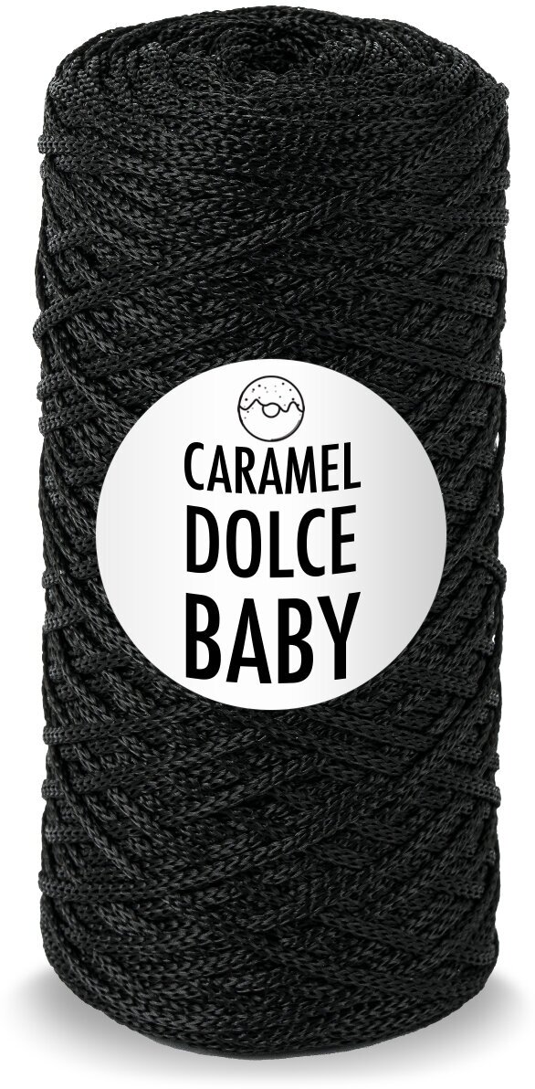 Шнур для вязания Biskvit Caramel Dolce Baby 2мм, Цвет: Блэк, 220м/140г, карамель дольче бэби
