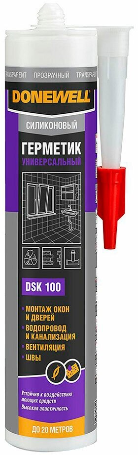 Герметик силиконовый универсальный DoneWell DSK-100 прозрачный 260 мл