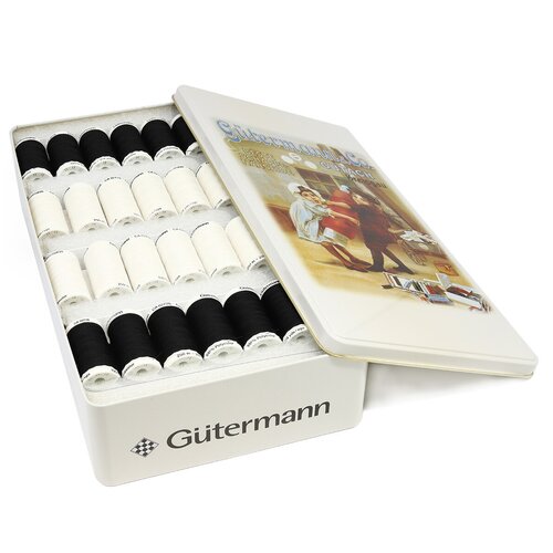 Нитки Gutermann Sew-All, 250 м, 80 шт, белый, черный