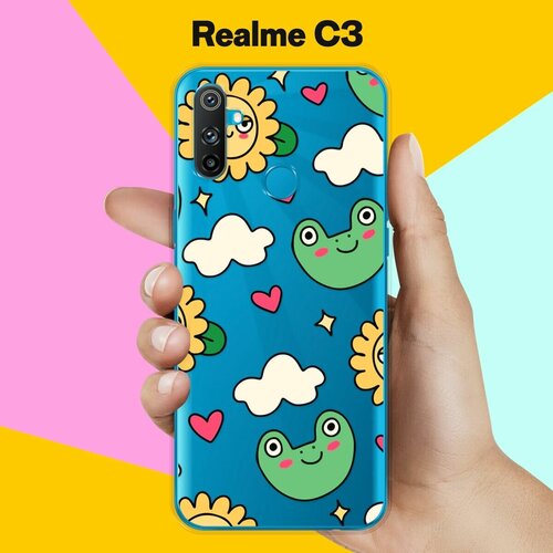 Силиконовый чехол на realme C3 Солнце / для Реалми Ц3 силиконовый чехол на realme c3 гепард в очках для реалми ц3