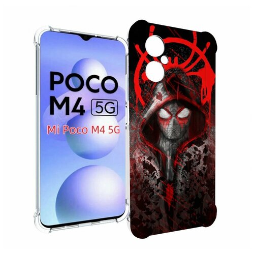 Чехол MyPads страшный человек паук мужской для Xiaomi Poco M4 5G задняя-панель-накладка-бампер