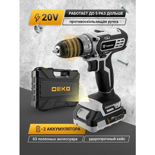 Аккумуляторная дрель-шуруповерт DEKO DKCD20 Black Edition 063-4050 шуруповерт deko dkcd20 impact 063 4420