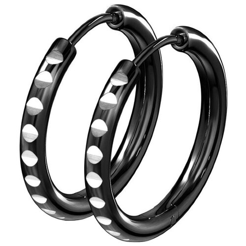 Серьги кольца из стали с рубцами, диаметр 16 мм, толщина 2 мм