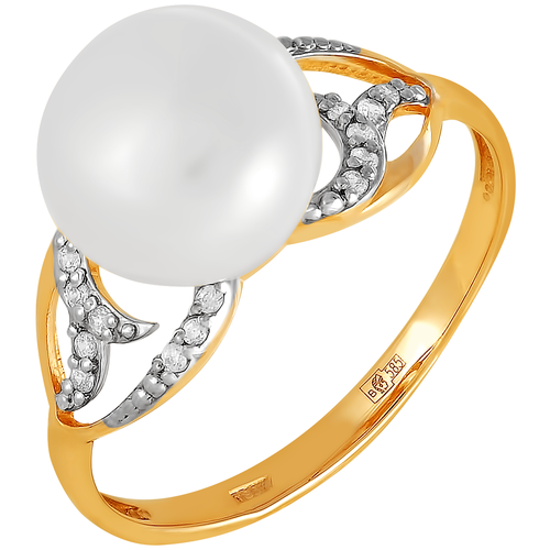 фото Примаэксклюзив кольцо с жемчугом и фианитами из красного золота 190-1-770р, размер 16.5